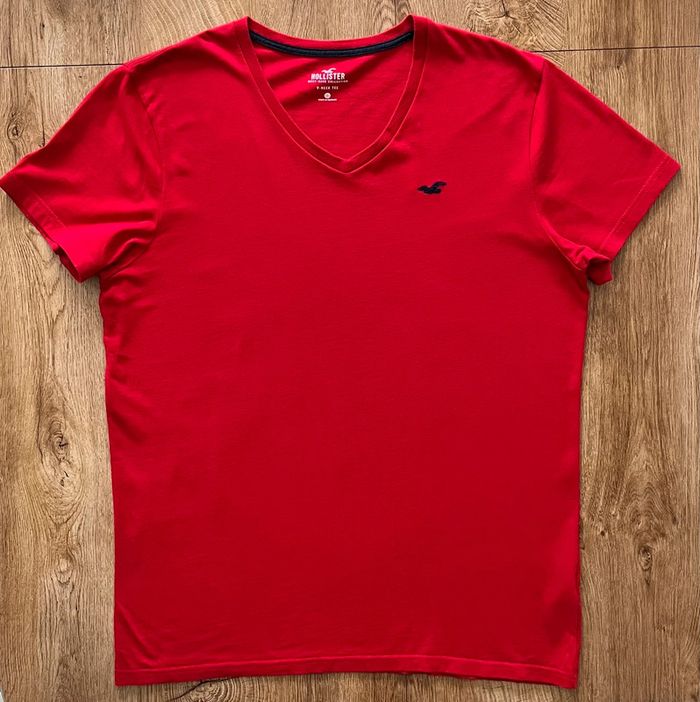 Très beau t.shirt rouge Hollister (logo brodé) pour homme, taille M - photo numéro 2