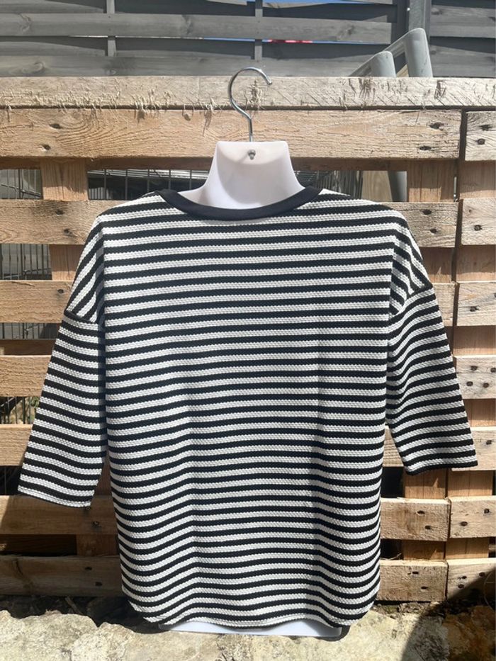 T-shirt rayé noir et blanc Pimkie Taille S - photo numéro 2