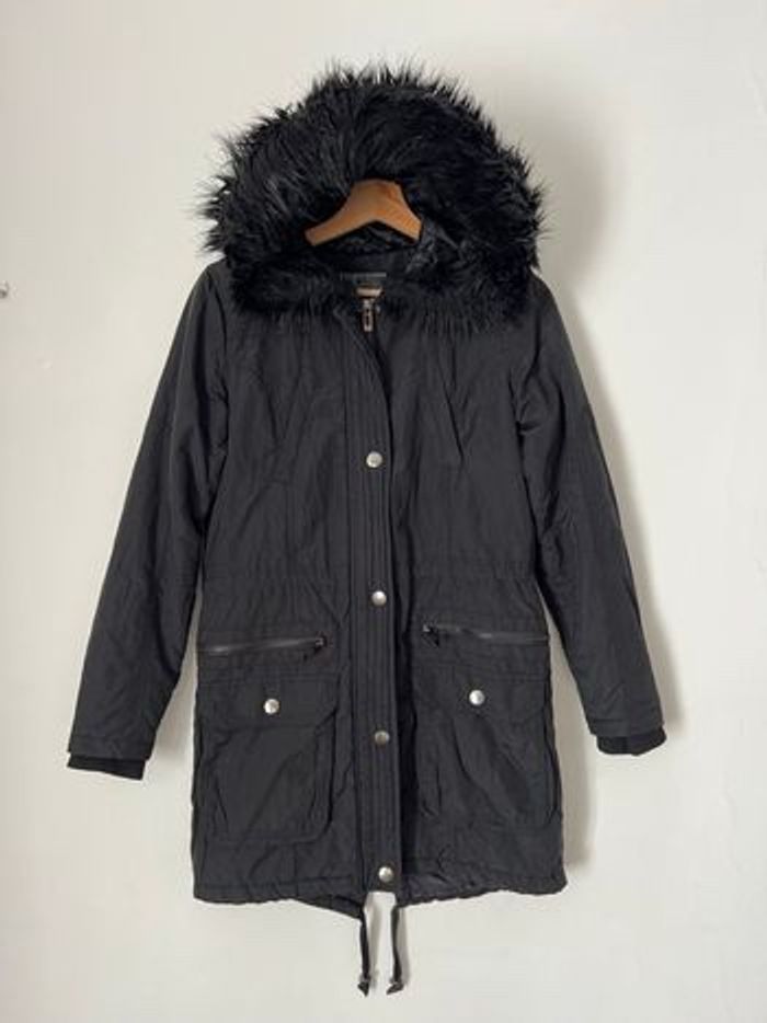 Manteau  noir capuche fausse fourrure New Look Taille 36