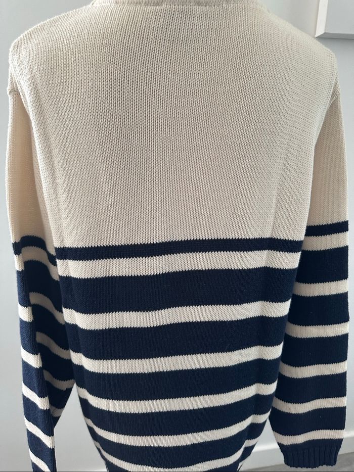Pull oversize marinière blanc crème et bleu marine Donald Disney Vintage T38 M - photo numéro 7