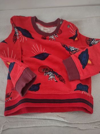 Sweat rouge chat astronaute et soucoupe volante Catimini