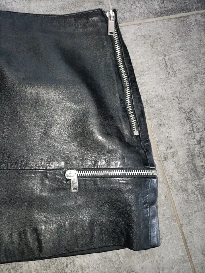 Mini jupe cuir véritable vintage rock - photo numéro 3