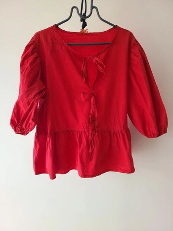 Blouse rouge à manches 3/4 • Made In Italy • taille unique