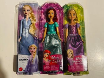 Lot de 3 poupées Disney Elsa Ariel Raiponce