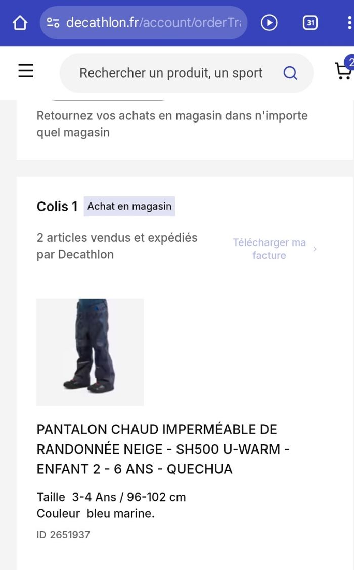 Pantalon chaud imperméable 3-4 ans - photo numéro 4