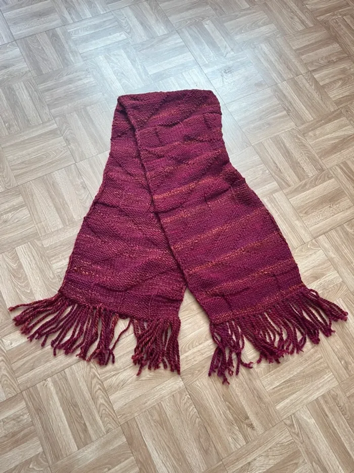 Écharpe rouge bordeaux 160cm vintage