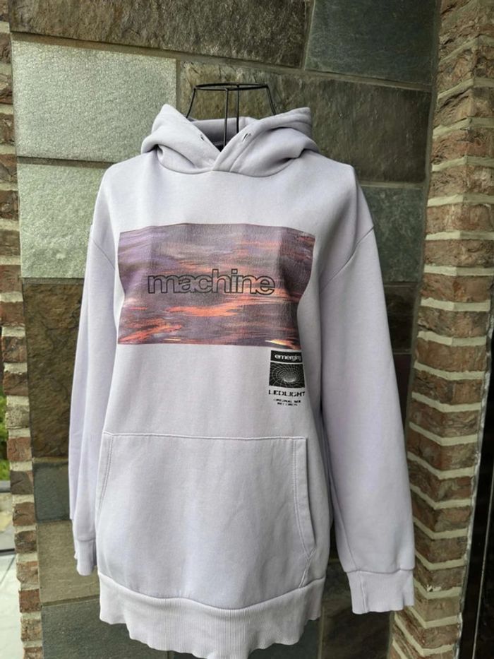 Sweat mauve à capuche à motifs Bershka Taille S / 36 - photo numéro 5