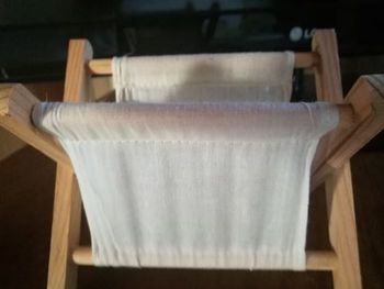 Vide poche bois et tissus crème (