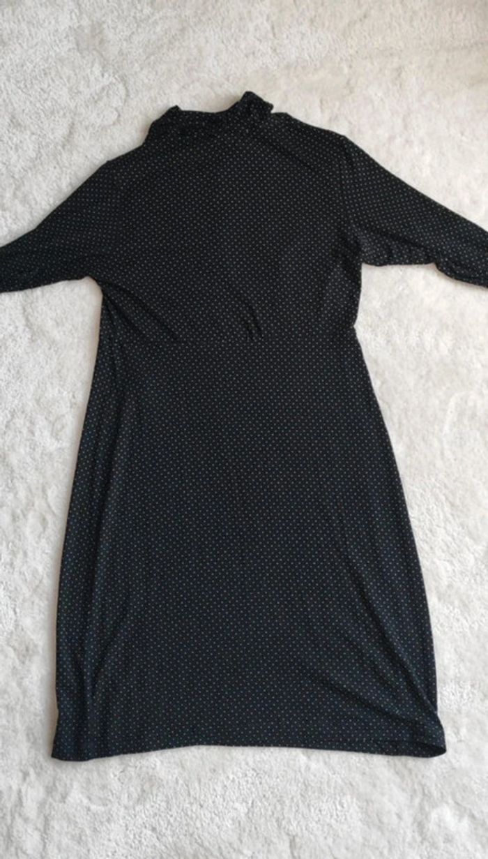 Robe noir à pois blanc Agnès B taille 2 moulante manches 3/4 - photo numéro 8