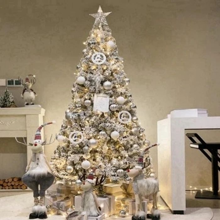 Sapin de Noël avec flocons de neige, lumières LED et ensemble de décorations (3 m 9,8... - photo numéro 2
