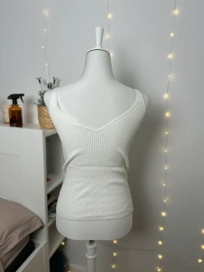 débardeur blanc à strass vintage bohème chic ibiza taille M - photo numéro 3