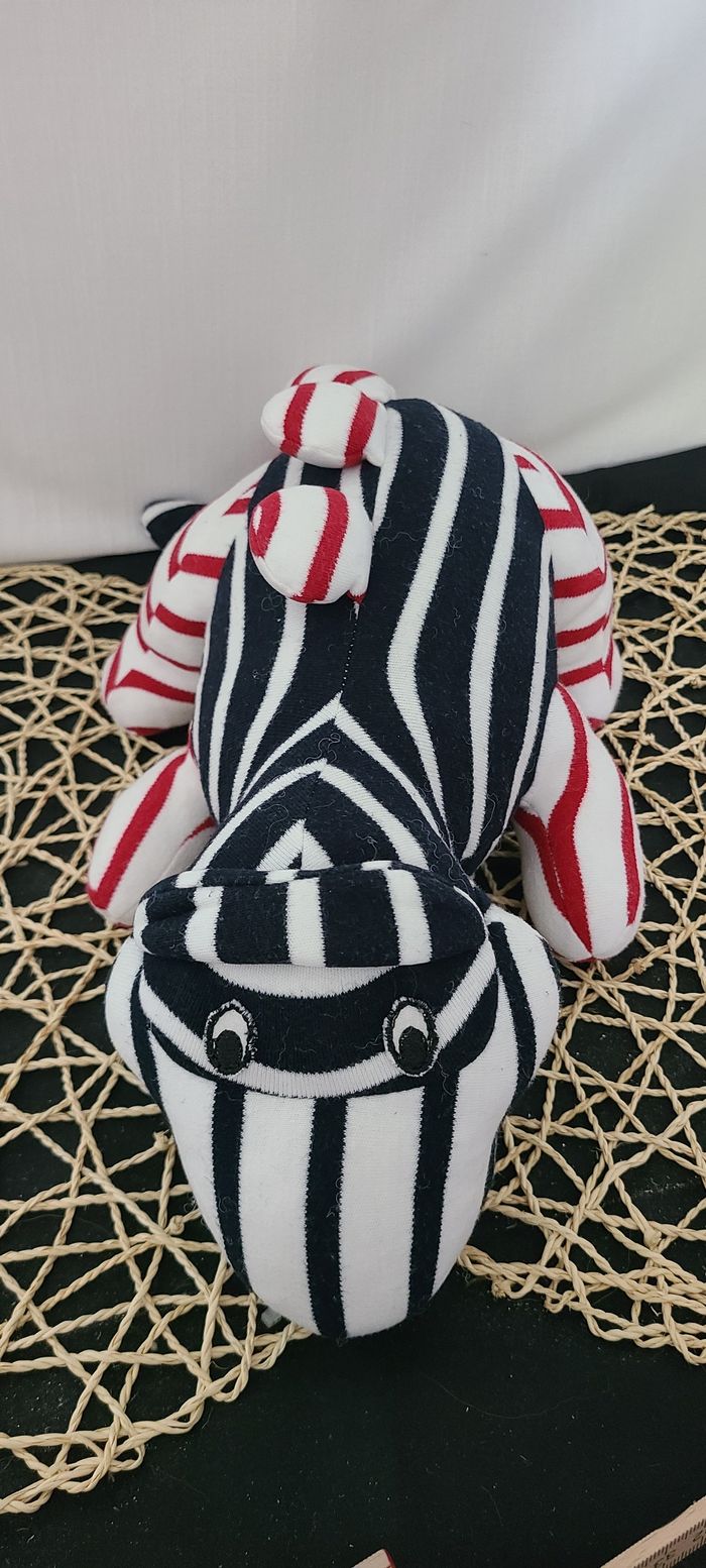 Peluche/Doudou Tyrannosaure Rex Dinosaure Bleu Blanc Rouge  Armor Lux