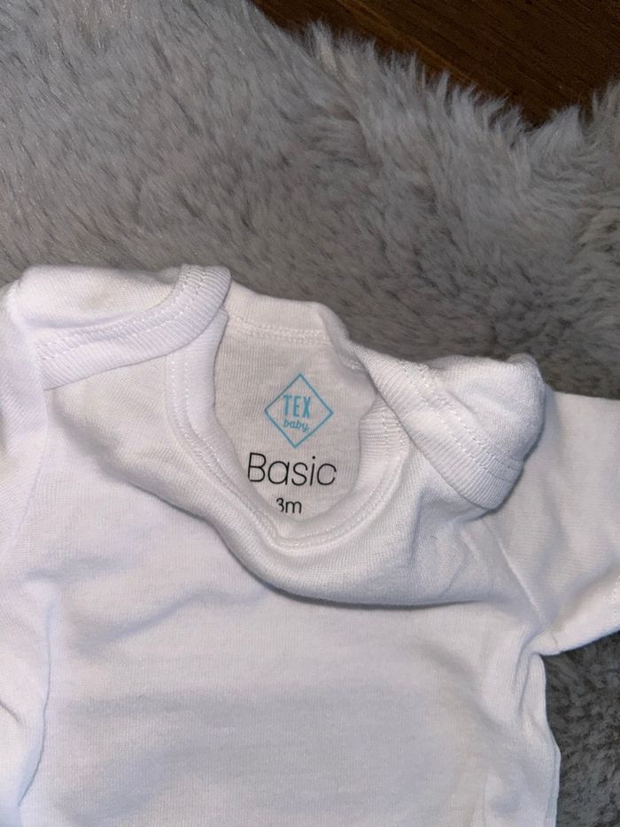 Lot de 2 bodies blanc - 3 mois - Tex Baby - photo numéro 2