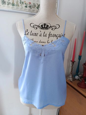 Top caraco vintage débardeur bleu ciel made in France