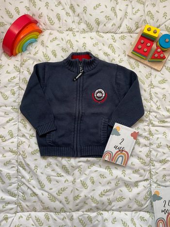 gilet zippé en laine bleu marine 2 ans hublot