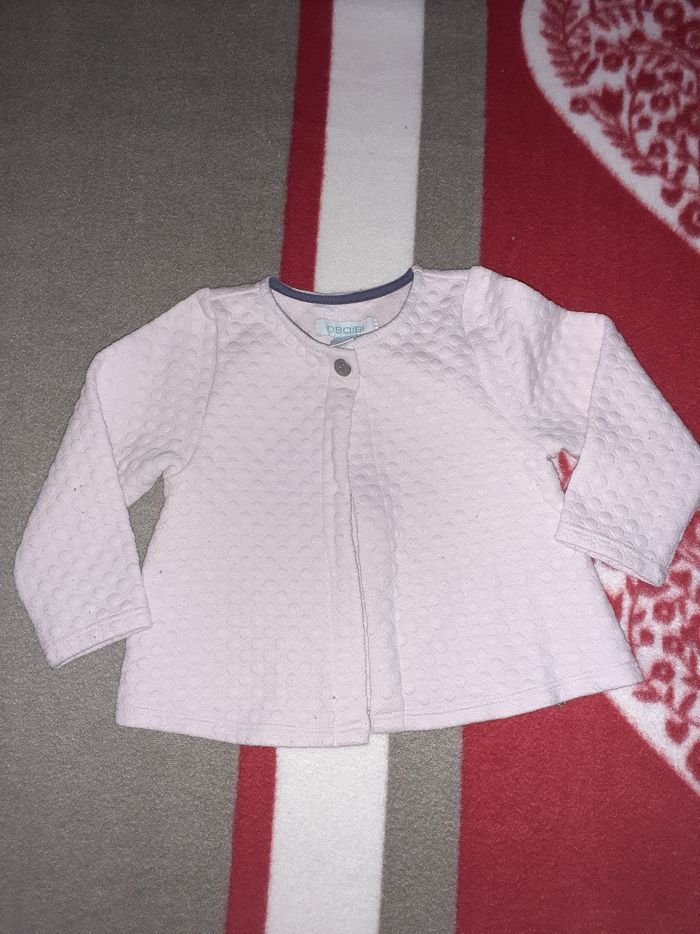 Gilet rose pâle fille 12 mois