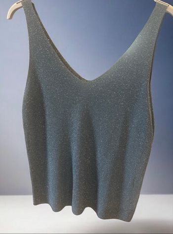 Débardeur bleu jean pailleté 