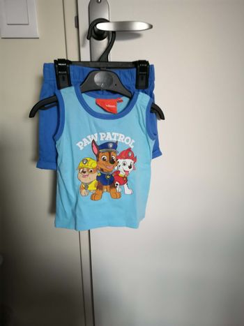 Ensemble 2 pièces (t-shirt sans manches  + short) Pat'Patrouille 12 mois
