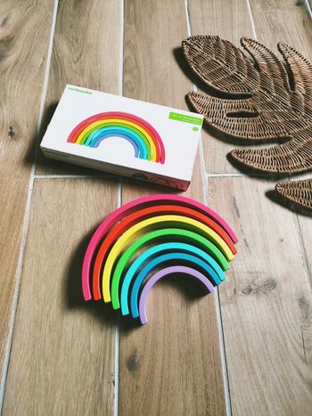 🌈 Jouet d'éveil - Arc en ciel en bois - marque Vertbaudet - 