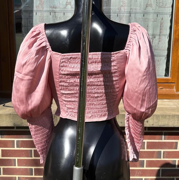 💖 Blouse courte rose manches bouffantes H&M – Taille 38 (M) - photo numéro 4