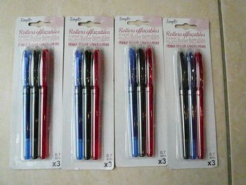 Lot de 3 stylos rollers effaçables neufs