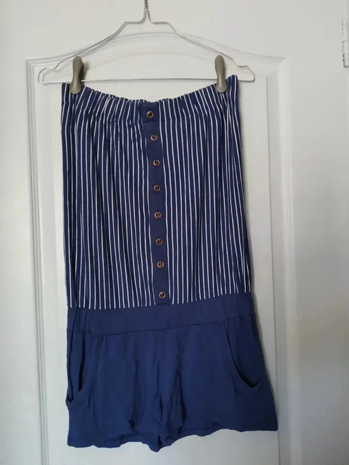 Combishort bustier marinière