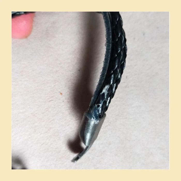 Bracelet homme cuir noir tressé – style rock avec perles métal et fermoir crochet - photo numéro 9