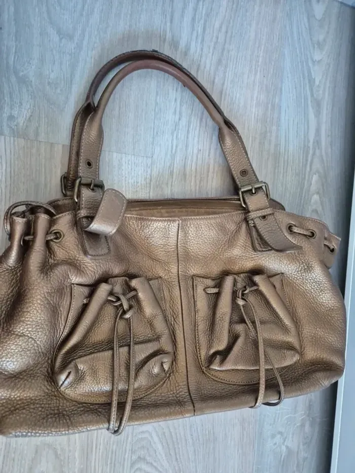 sac à main doré cuir vintage Sabrina - photo numéro 4
