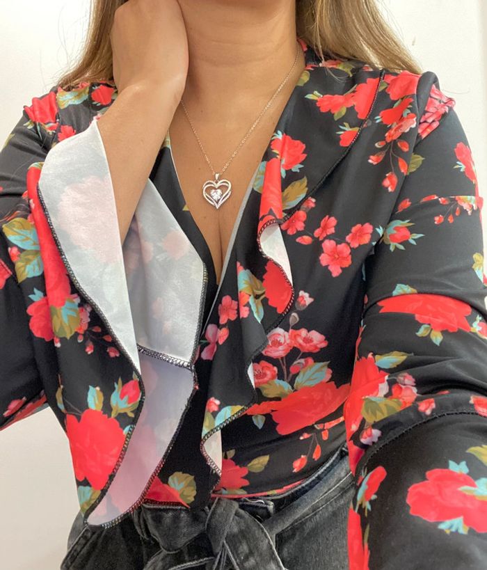 Cache Coeur Imprimé Fleurs Taille - photo numéro 3