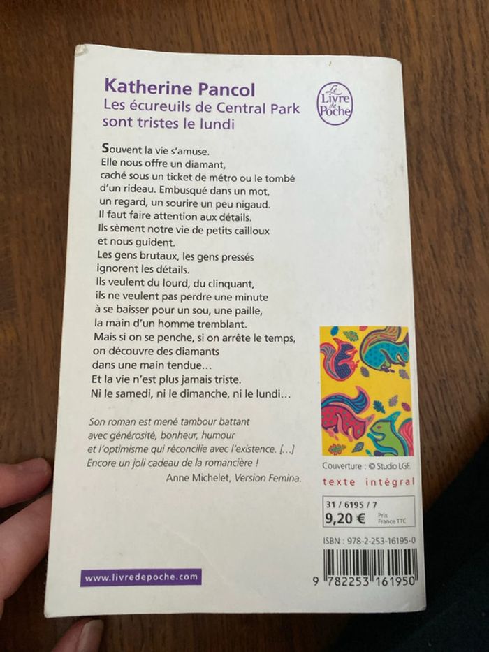 Katherine Pancol les écureuils de central Park sont tristes le lundi livre de poche - photo numéro 5