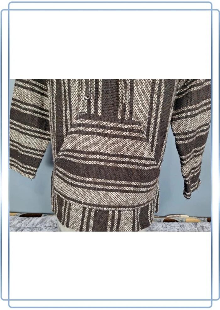 sweat a capuche / Hoodie/baja/poncho mexicain - taille S - homme - bicolore / fait main (286) - photo numéro 3