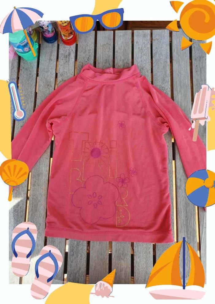 Tee shirt rose manches longues tribord decathlon fille taille 18 mois