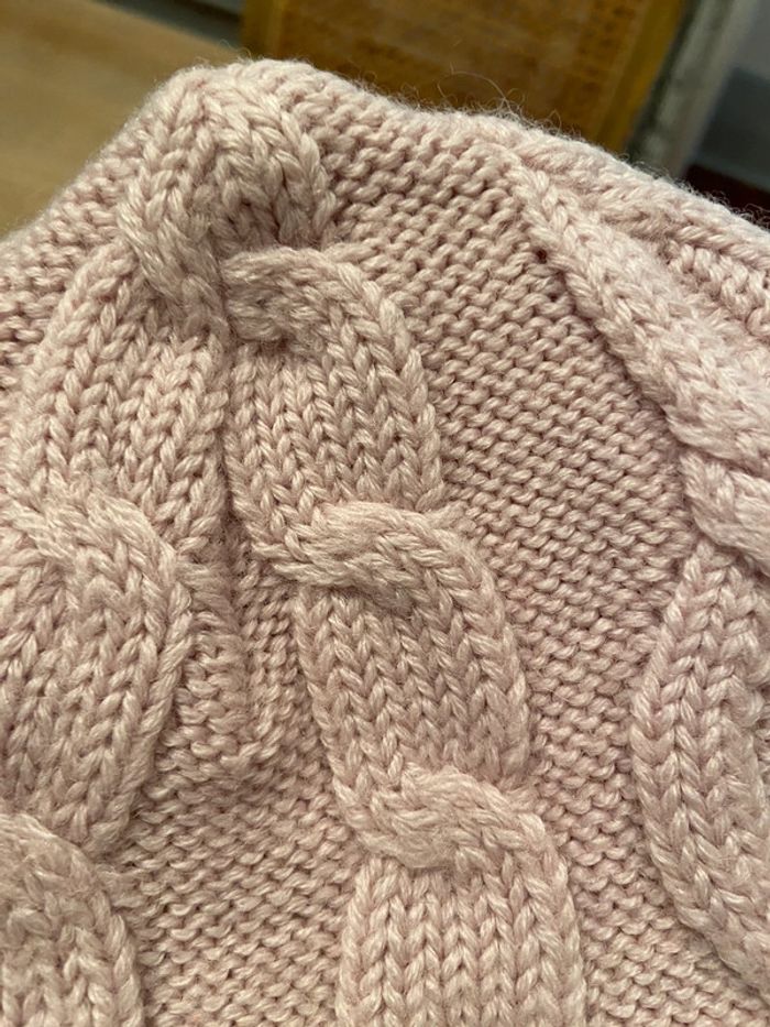 Bonnet en laine mélangée torsadée rose pâle Cyrillus taille 55 cm - photo numéro 5