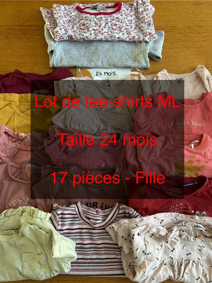Lot de tee-shirts ML fille - 17 pièces - 24 mois - photo numéro 2