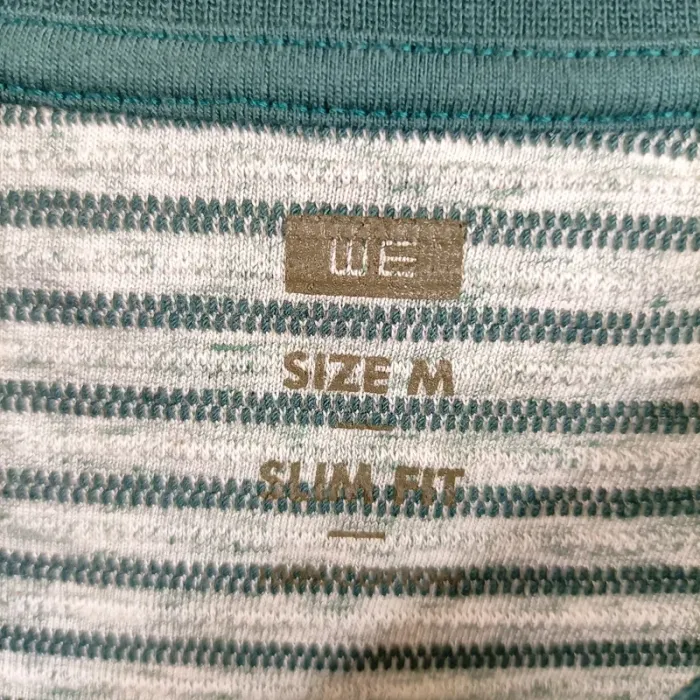 T-shirt rayé vert/gris slim fit WE Taille M Style casual homme A808 - photo numéro 4