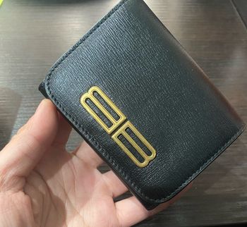 Mini portefeuille noire en cuir de Balenciaga