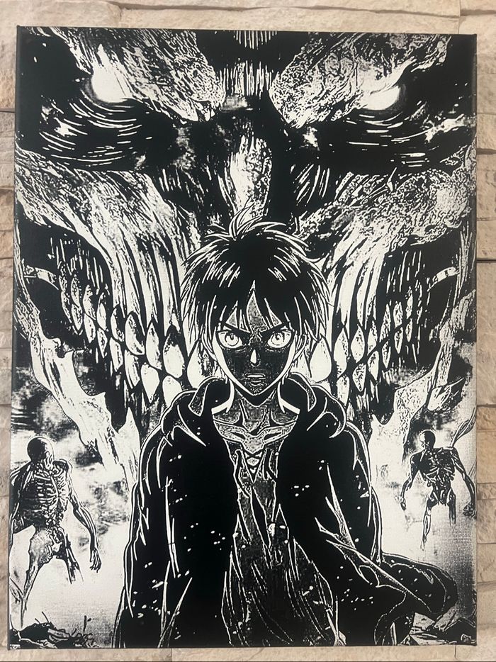 Tableau Eren & Titan Originel en toile 30x40cm – L’Attaque des Titans
