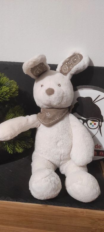 Nicotoy Mon ami Teddy Peluche lapin blanc beige bandana marron soleil symbole