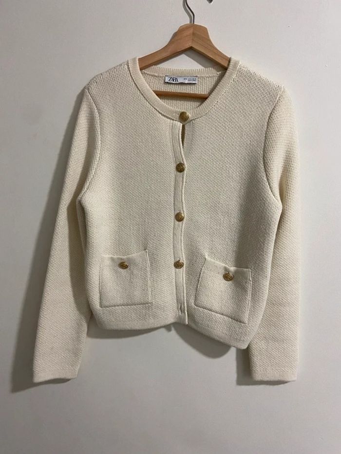 Cardigan beige crème zara - photo numéro 2