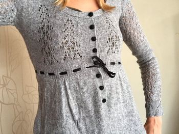 Pull Mango gris avec cordelette