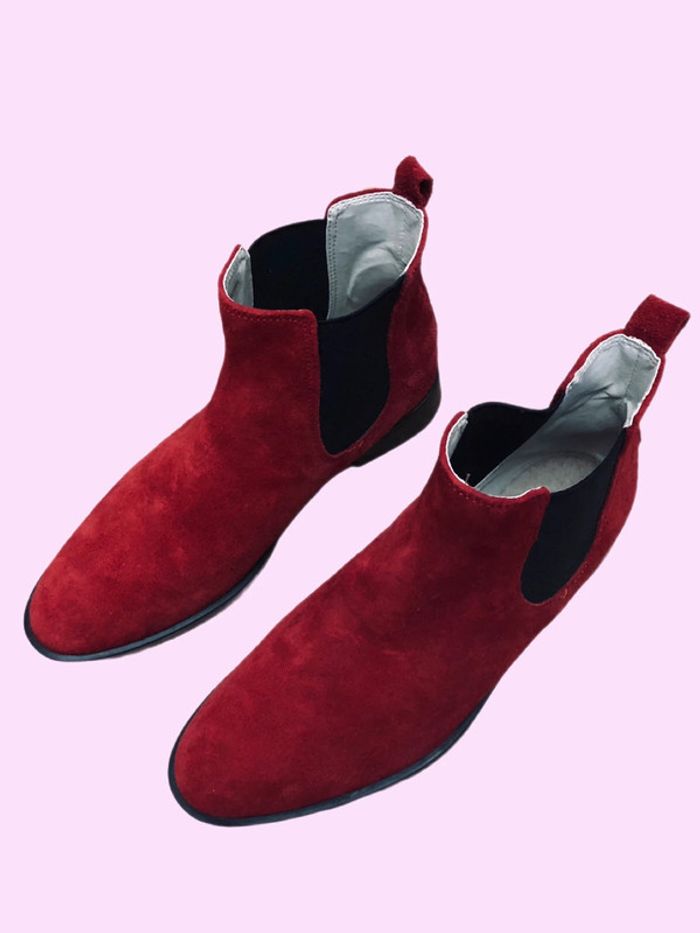 Bottines nubuck rouge red suede ankle boots - photo numéro 2