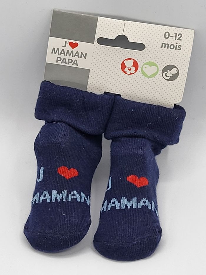 Chaussettes bébé J'aime papa maman 0-12 mois