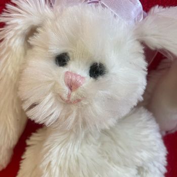 Bukowski peluche doudou lapin poils longs blanc tulles micro billes etat neuf