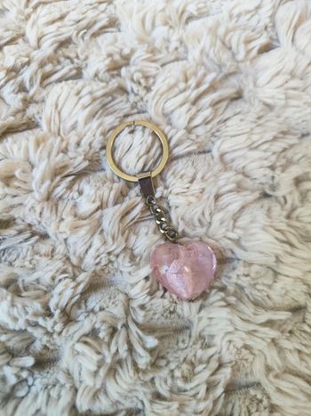 Porte clé coeur rose