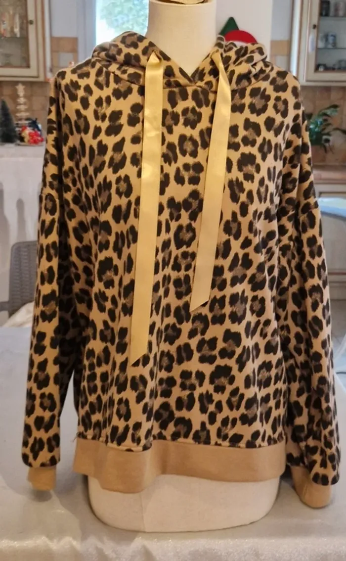 Sweat à capuche oversize Ciao Milano léopard neuf - photo numéro 2