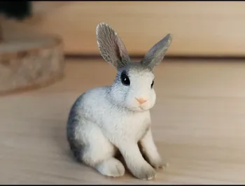 Schleich lapin gris et blanc Figurine Animal de la ferme
