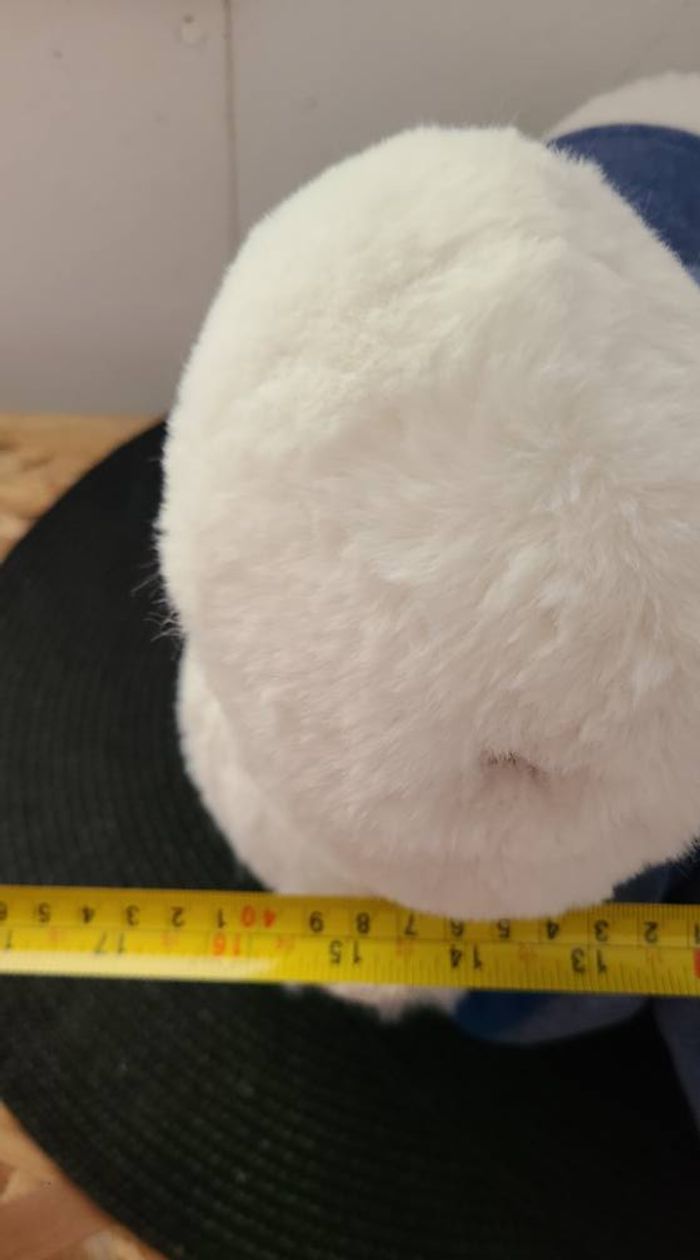 Peluche hippopotame polyester 45 cm collection HIPPO COOL blanc/bleu - photo numéro 5