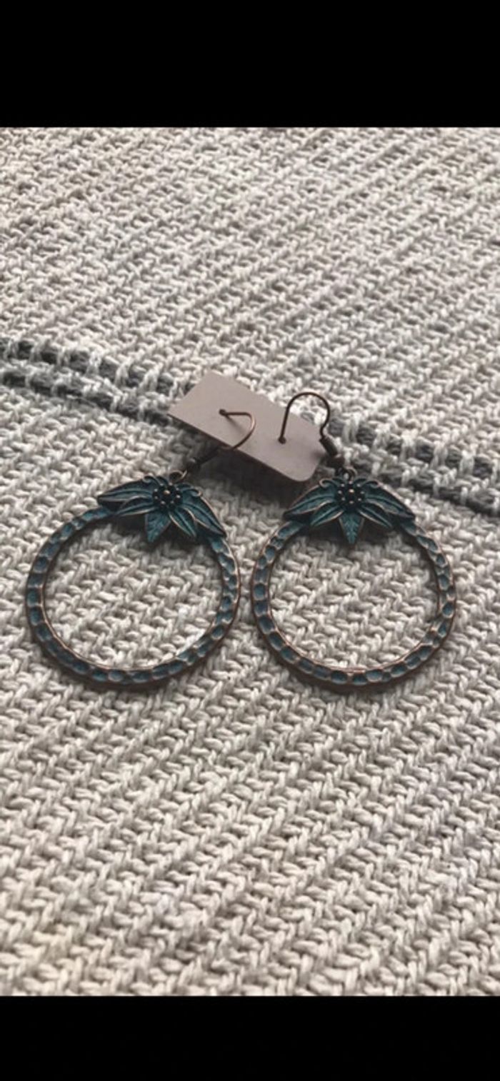 Magnifique boucles d’oreilles avec turquoise et bronze - photo numéro 9