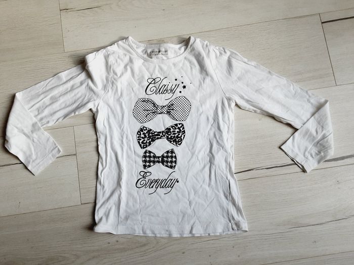 Vêtement fille tee-shirt manches longues noir et blanc In extenso 12 ans