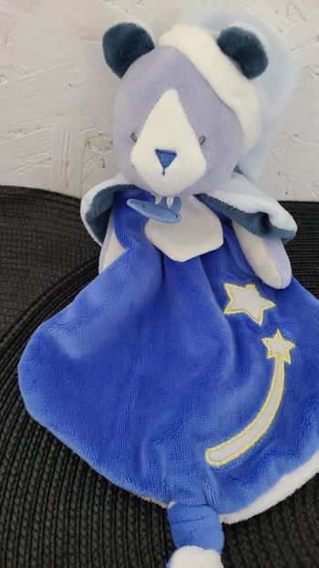 Doudou plat Ours Les Comètes bleu étoiles luminescent BABY NAT